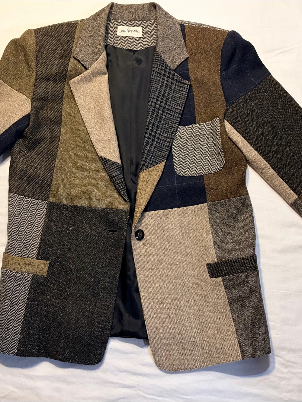 Vintage 100% Wool Blazer Size 10 Preppy Grandpacore Patchwork